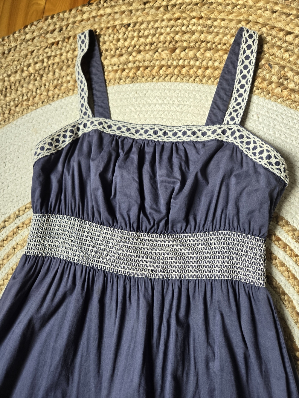 Old Navy Summer Dress White Crochet Accents Boho Chic Coastal Vintage Inspired S - Picture 3 of 14